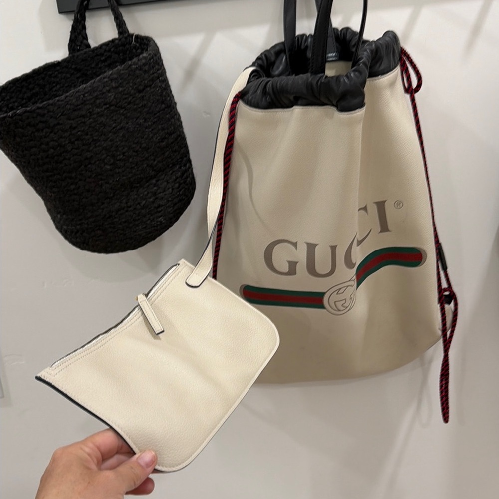 Gucci Cream Drawstring Backpack - Picture 4 of 4